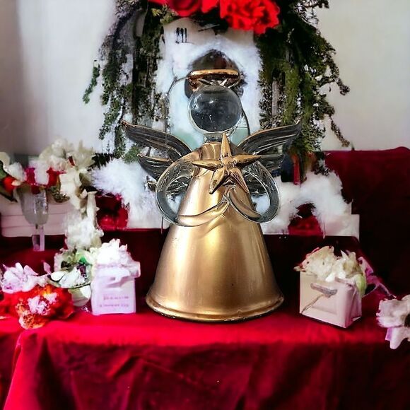 Avon Gilded Glass Angel Ornament Vintage Hand Blown Hand Painted 22K Gold 1997. - Picture 13 of 16